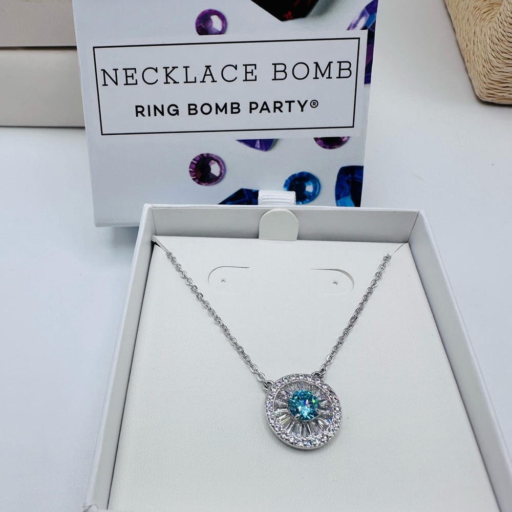 Bomb Party Silver and Blue Pendant Necklace RBP2624